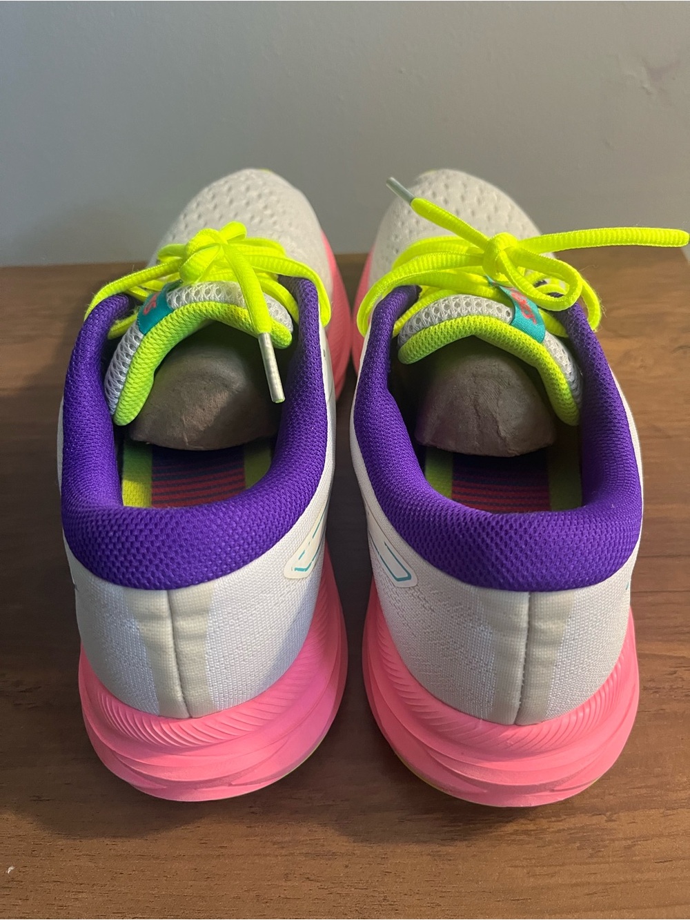 ASICS Women's White Running Shoes with Neon Yellow, Pink & Teal Accents - Picture 6 of 10
